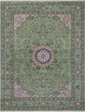 Green Persian Nain Handmade Wool & Silk Rug - 8' 11" X 11' 11"