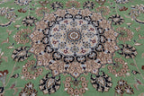 Green Persian Nain Hand-Knotted Wool & Silk Rug - 9' 0" X 12' 2"