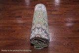 Green Persian Nain Hand-Knotted Wool & Silk Rug - 9' 0" X 12' 2"
