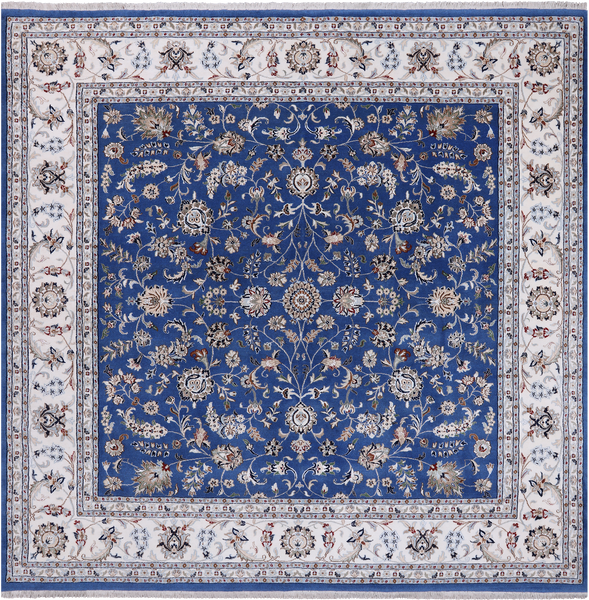 Square Persian Nain Hand-Knotted Wool & Silk Rug - 9' 0" X 9' 0"