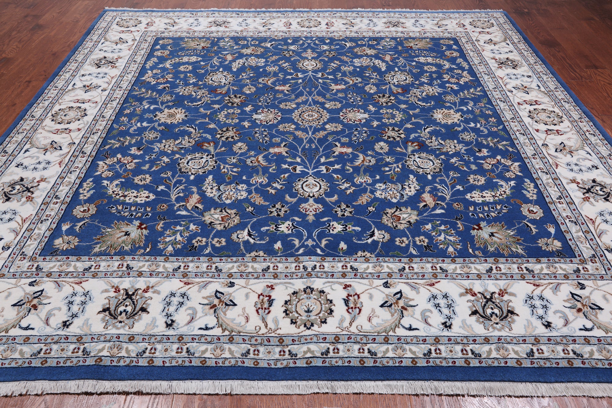 Square Persian Nain Hand-Knotted Wool & Silk Rug - 9' 0" X 9' 0"