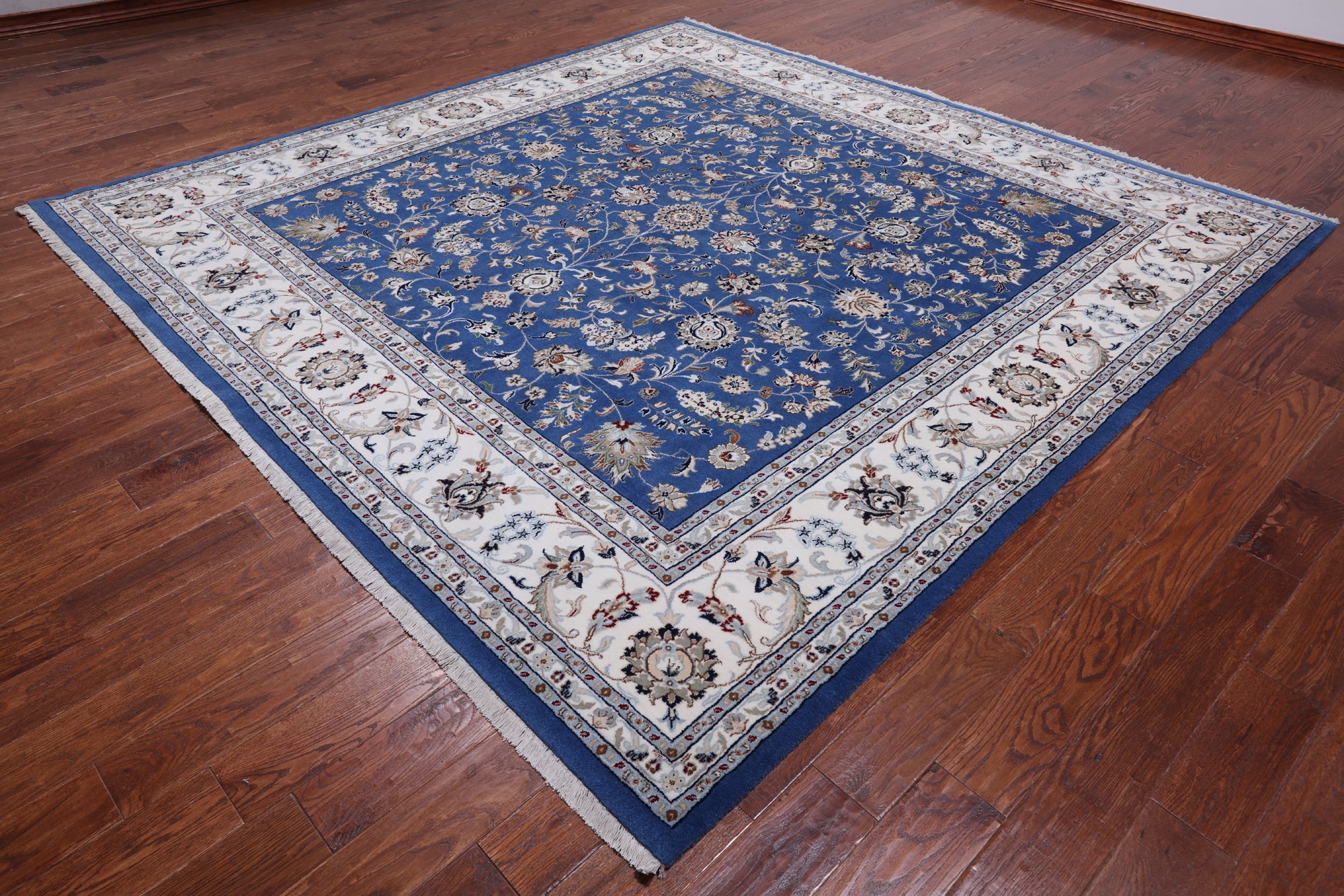 Square Persian Nain Hand-Knotted Wool & Silk Rug - 9' 0" X 9' 0"