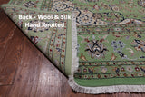 Green Square Persian Nain Hand Knotted Wool & Silk Rug - 9' 0" X 9' 0"