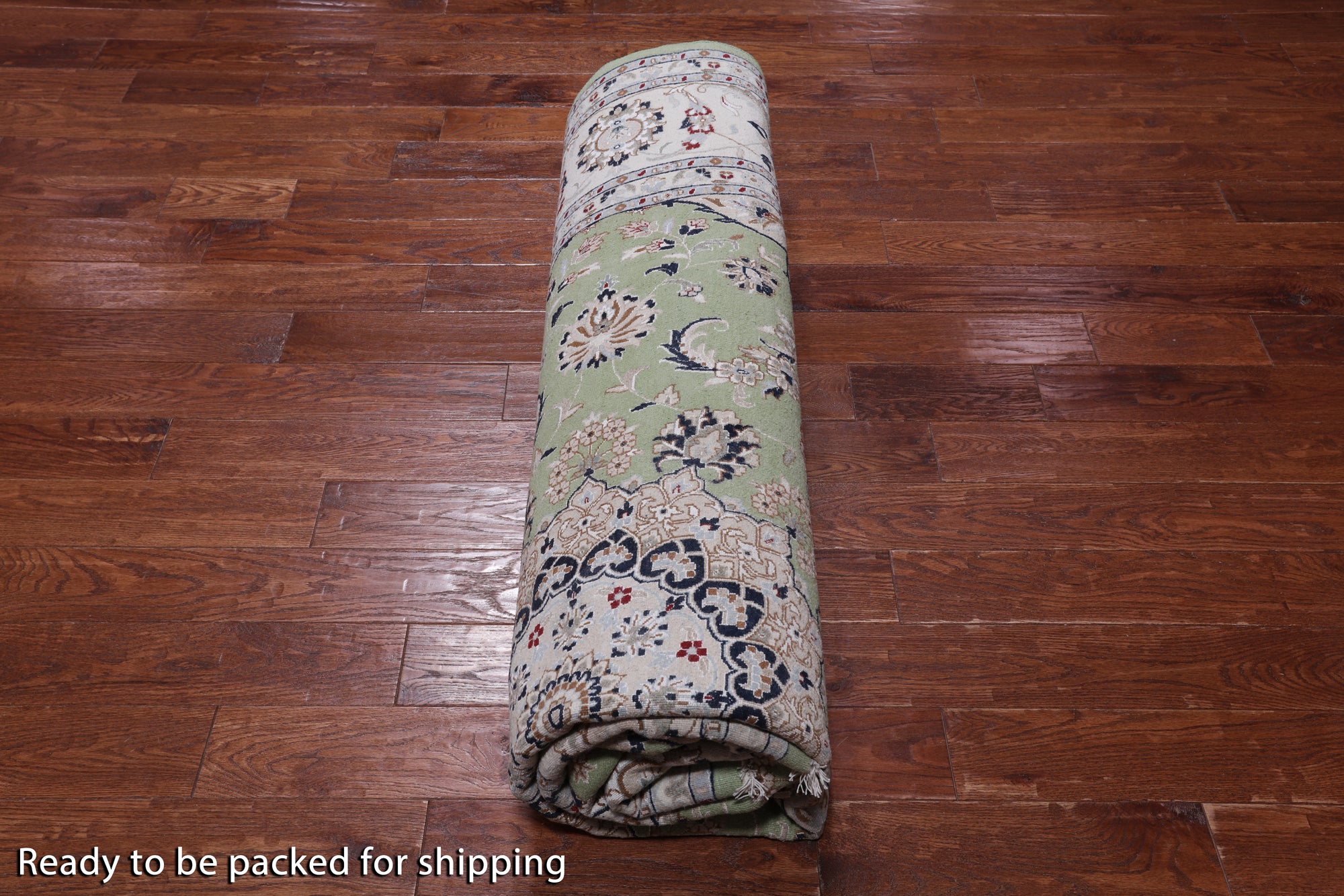 Green Square Persian Nain Handmade Wool & Silk Rug - 9' 0" X 9' 0"