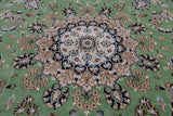 Green Square Persian Nain Handmade Wool & Silk Rug - 9' 0" X 9' 0"