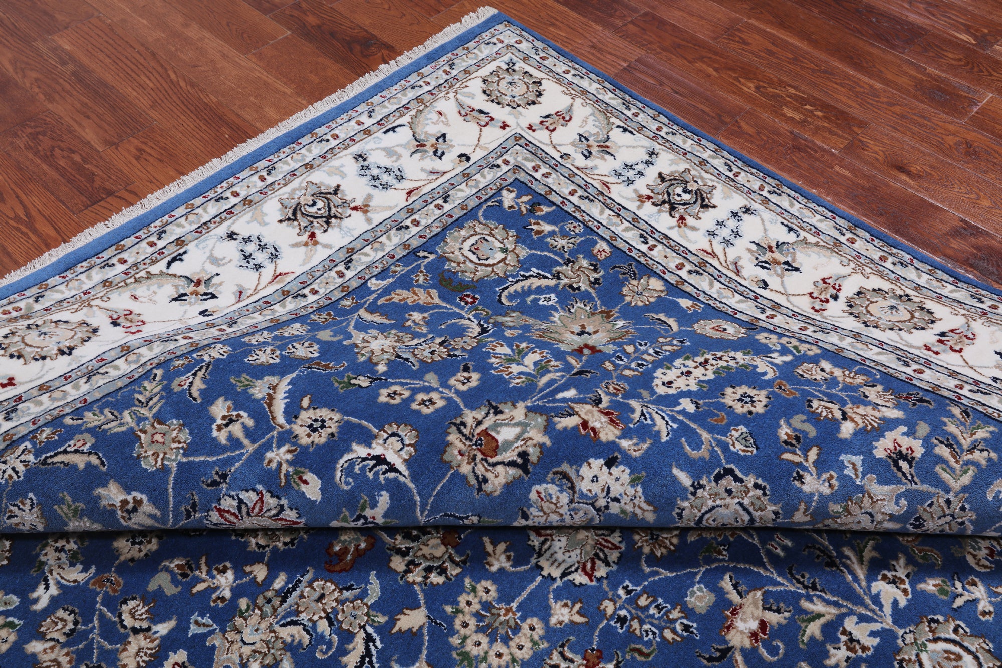 Blue Persian Nain Hand-Knotted Wool & Silk Rug - 7' 11" X 10' 0"