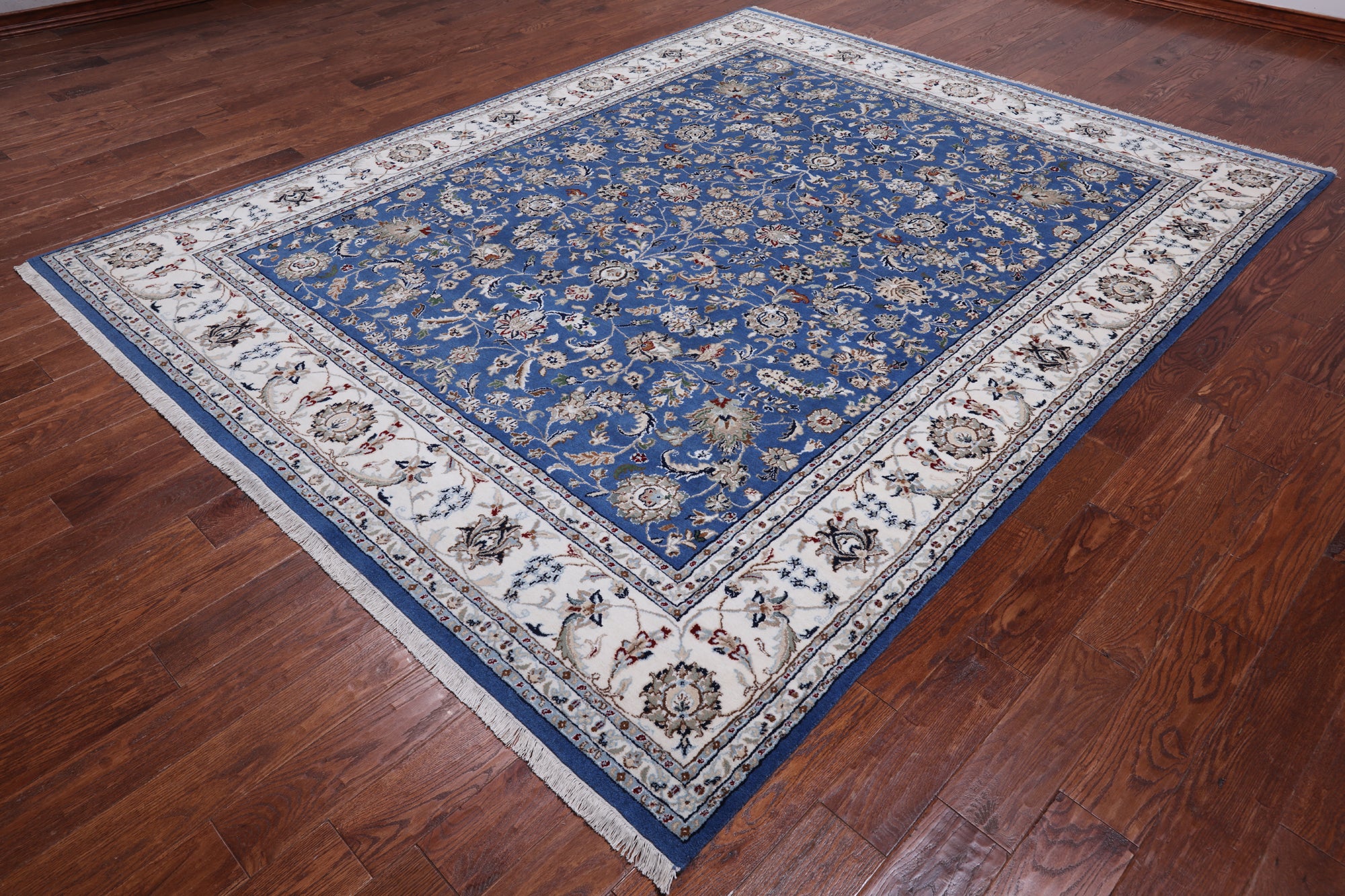Blue Persian Nain Hand-Knotted Wool & Silk Rug - 7' 11" X 10' 0"