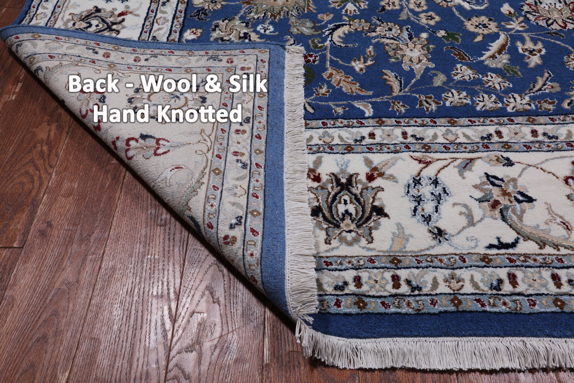 Blue Persian Nain Hand-Knotted Wool & Silk Rug - 7' 11" X 10' 0"