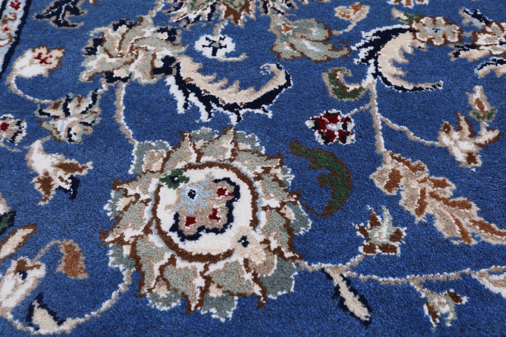 Blue Persian Nain Hand-Knotted Wool & Silk Rug - 7' 11" X 10' 0"