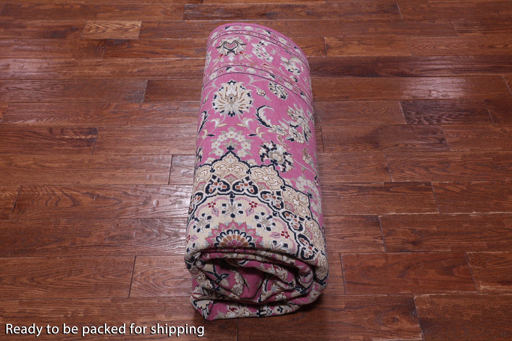 Pink Persian Nain Handmade Wool & Silk Rug - 5' 10" X 9' 2"