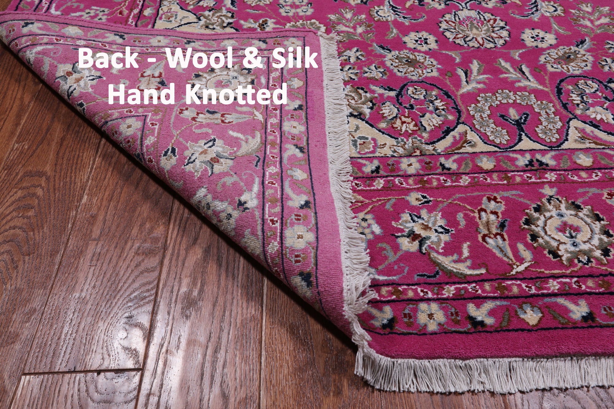Pink Persian Nain Handmade Wool & Silk Rug - 5' 10" X 9' 2"