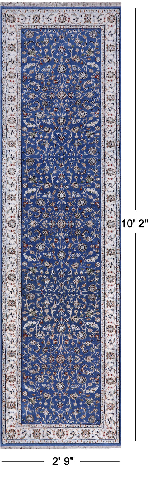 Persian Nain Hand Knotted Wool & Silk Rug - 2' 9" X 10' 2"