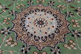 Green Persian Nain Handmade Wool & Silk Rug - 2' 8" X 20' 3"