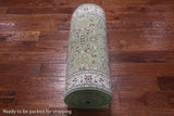 Green Persian Nain Handmade Wool & Silk Rug - 2' 8" X 20' 3"
