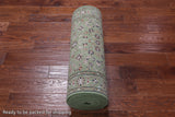 Green Persian Nain Hand Knotted Wool & Silk Runner Rug - 2' 9" X 14' 1"