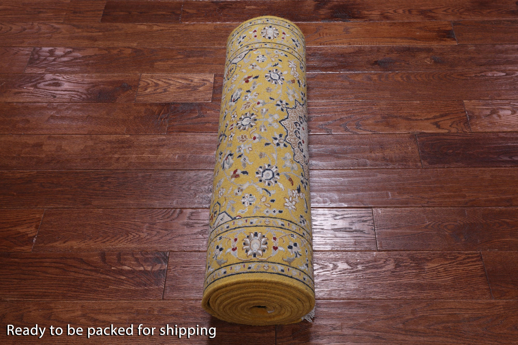 Gold Persian Nain Handmade Wool & Silk Runner Rug - 2' 8" X 11' 11"