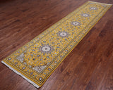 Gold Persian Nain Handmade Wool & Silk Runner Rug - 2' 8" X 11' 11"