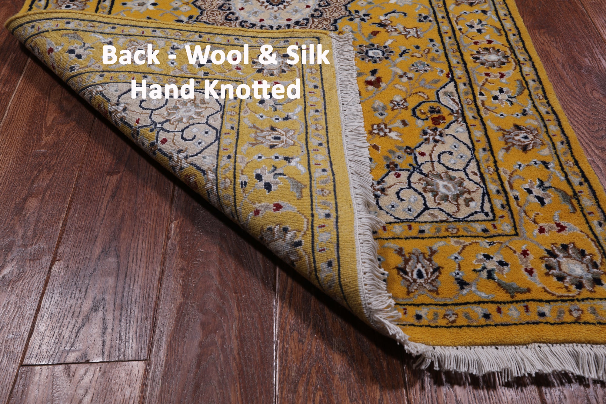 Gold Persian Nain Handmade Wool & Silk Runner Rug - 2' 8" X 11' 11"