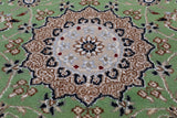 Green Persian Nain Hand Knotted Wool & Silk Runner Rug - 2' 9" X 16' 2"