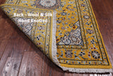 Gold Persian Nain Hand Knotted Wool & Silk Runner Rug - 2' 8" X 8' 2"