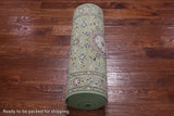 Green Persian Nain Hand Knotted Wool & Silk Runner Rug - 2' 9" X 14' 1"