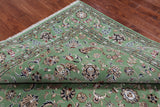 Green Square Persian Nain Handmade Wool & Silk Rug - 8' 1" X 8' 1"