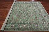 Green Square Persian Nain Handmade Wool & Silk Rug - 8' 1" X 8' 1"