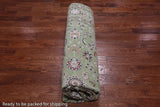 Green Square Persian Nain Handmade Wool & Silk Rug - 8' 1" X 8' 1"