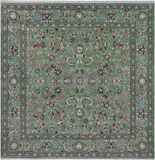 Green Square Persian Nain Handmade Wool & Silk Rug - 8' 1" X 8' 1"