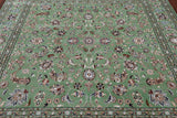 Green Square Persian Nain Handmade Wool & Silk Rug - 8' 1" X 8' 1"