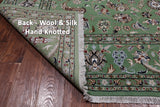 Green Square Persian Nain Handmade Wool & Silk Rug - 8' 1" X 8' 1"