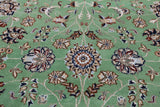 Green Persian Nain Hand Knotted Wool & Silk Rug - 9' 1" X 12' 0"