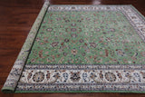 Green Persian Nain Hand Knotted Wool & Silk Rug - 9' 1" X 12' 0"