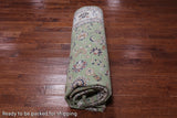 Green Persian Nain Hand Knotted Wool & Silk Rug - 9' 1" X 12' 0"