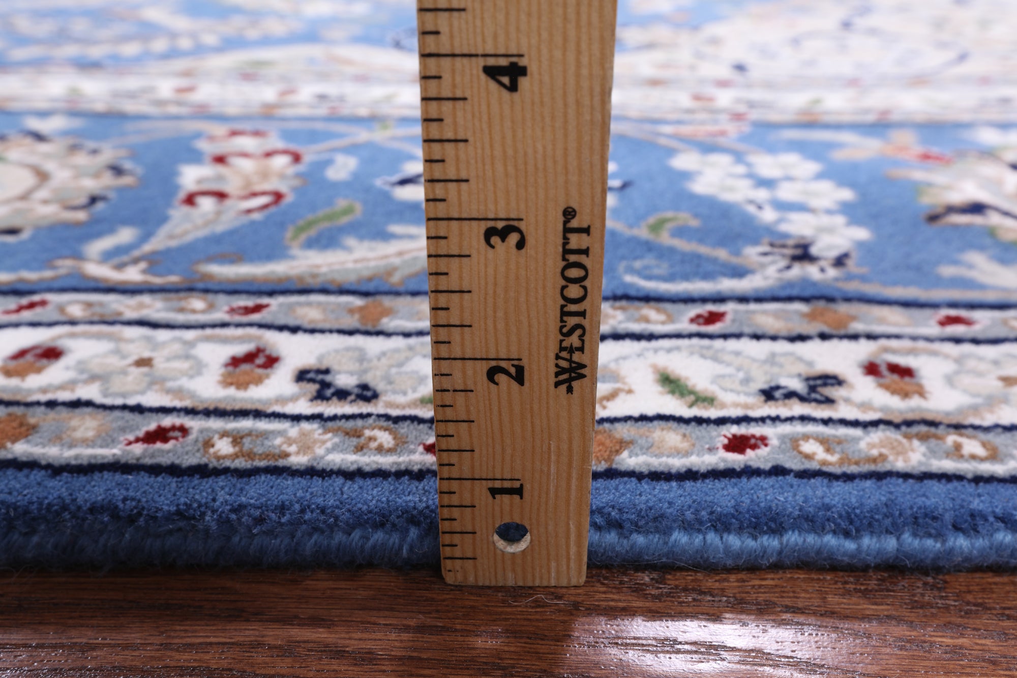 Blue Persian Nain Handmade Wool & Silk Rug - 9' 1" X 19' 8"
