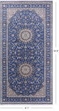 Blue Persian Nain Handmade Wool & Silk Rug - 9' 1" X 19' 8"
