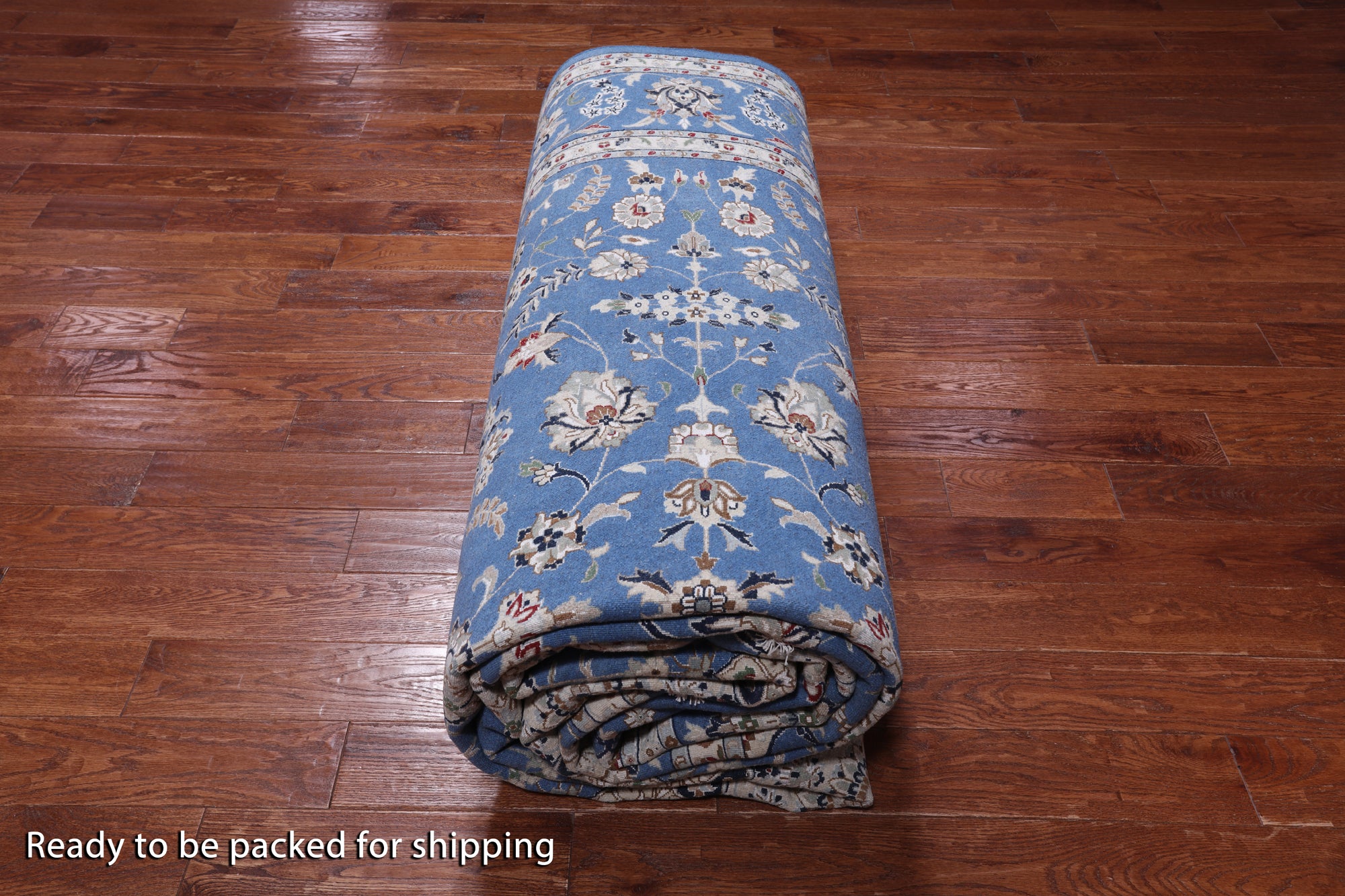 Blue Persian Nain Handmade Wool & Silk Rug - 9' 1" X 19' 8"