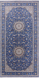 Blue Persian Nain Handmade Wool & Silk Rug - 9' 1" X 19' 8"