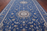 Blue Persian Nain Handmade Wool & Silk Rug - 9' 1" X 19' 8"