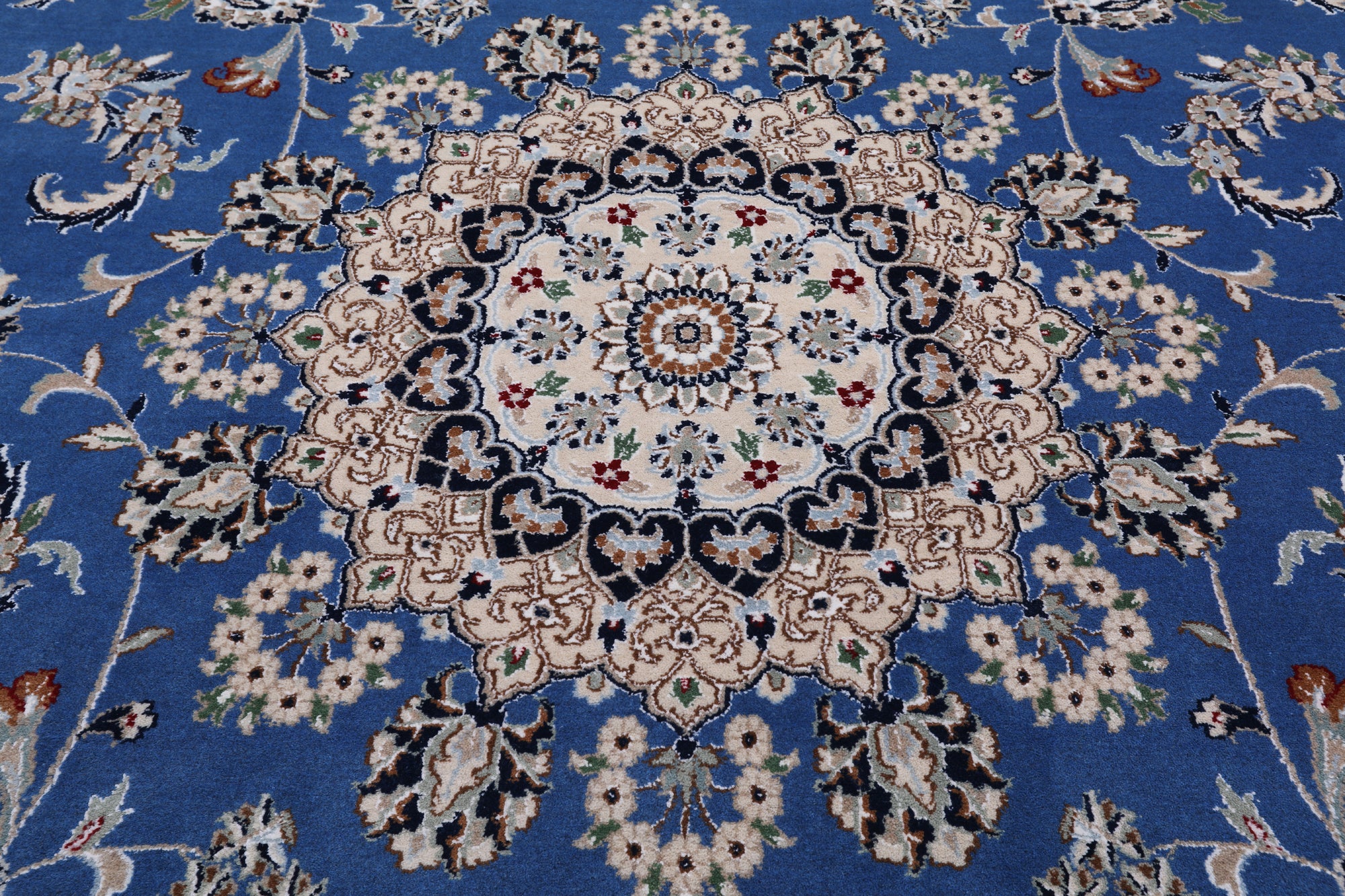 Blue Persian Nain Handmade Wool & Silk Rug - 9' 1" X 19' 8"