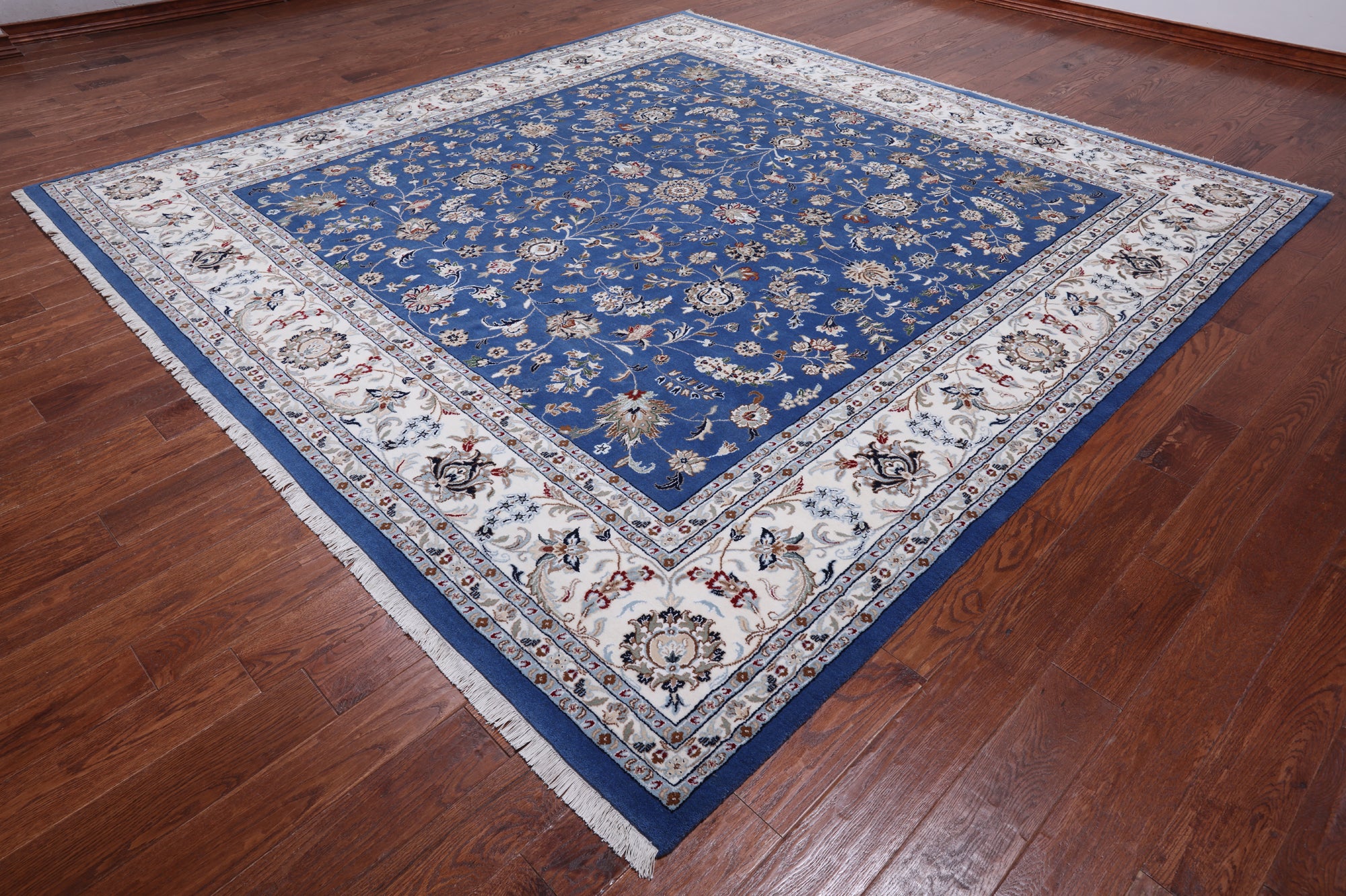 Square Persian Nain Hand Knotted Wool & Silk Rug - 10' 0" X 10' 0"