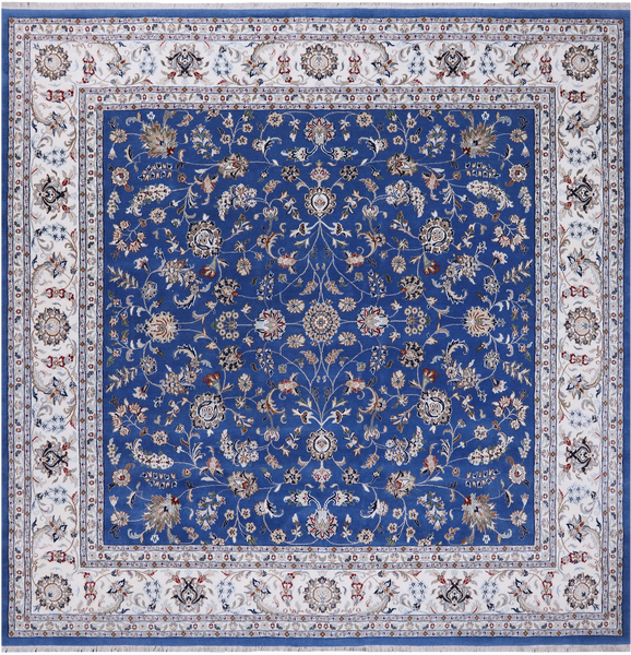 Square Persian Nain Hand Knotted Wool & Silk Rug - 10' 0" X 10' 0"