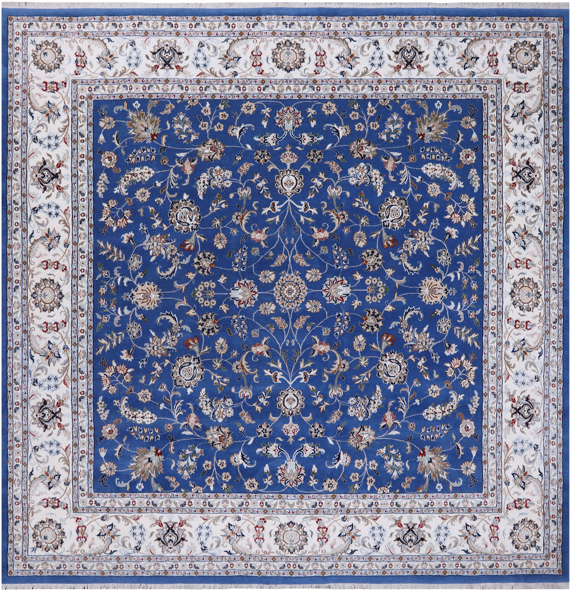 Square Persian Nain Hand Knotted Wool & Silk Rug - 10' 0" X 10' 0"