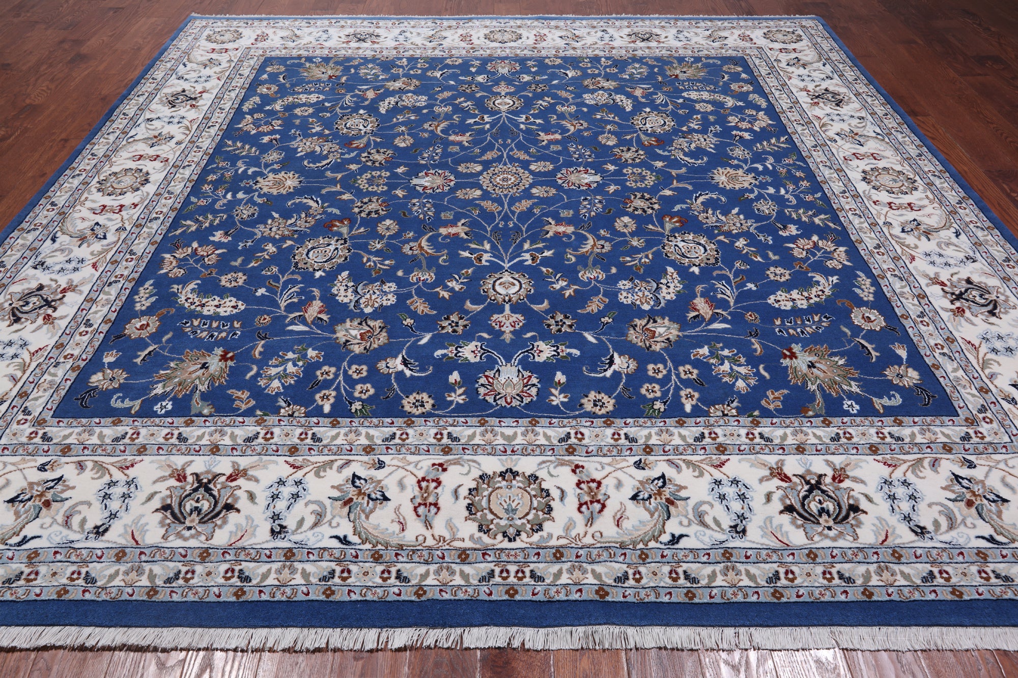 Square Persian Nain Hand Knotted Wool & Silk Rug - 10' 0" X 10' 0"