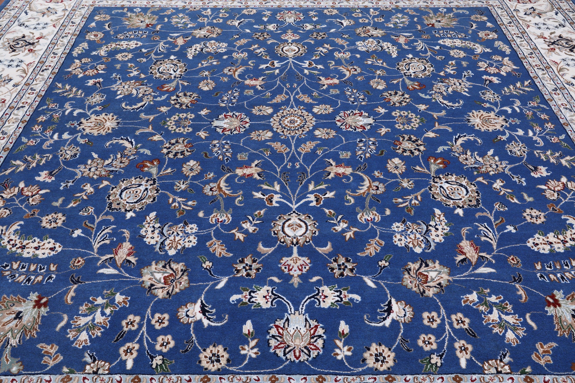 Square Persian Nain Hand Knotted Wool & Silk Rug - 10' 0" X 10' 0"