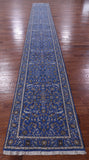 Blue Persian Nain Handmade Wool & Silk Rug - 2' 8" X 24' 4"