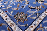 Blue Persian Nain Handmade Wool & Silk Rug - 2' 8" X 24' 4"