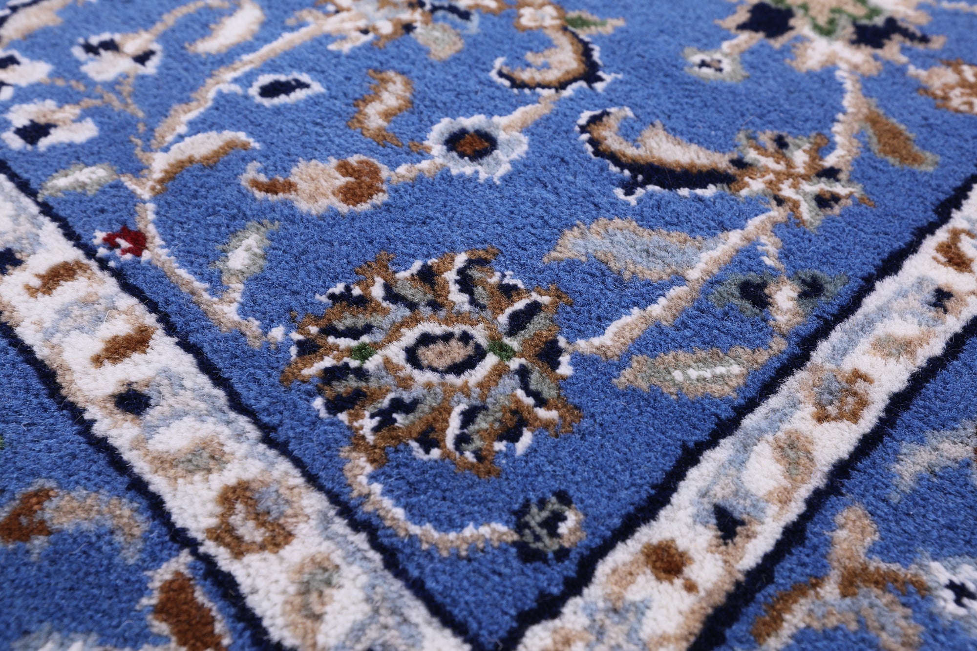 Blue Persian Nain Handmade Wool & Silk Rug - 2' 8" X 24' 4"