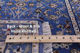Blue Persian Nain Handmade Wool & Silk Rug - 2' 8" X 24' 4"