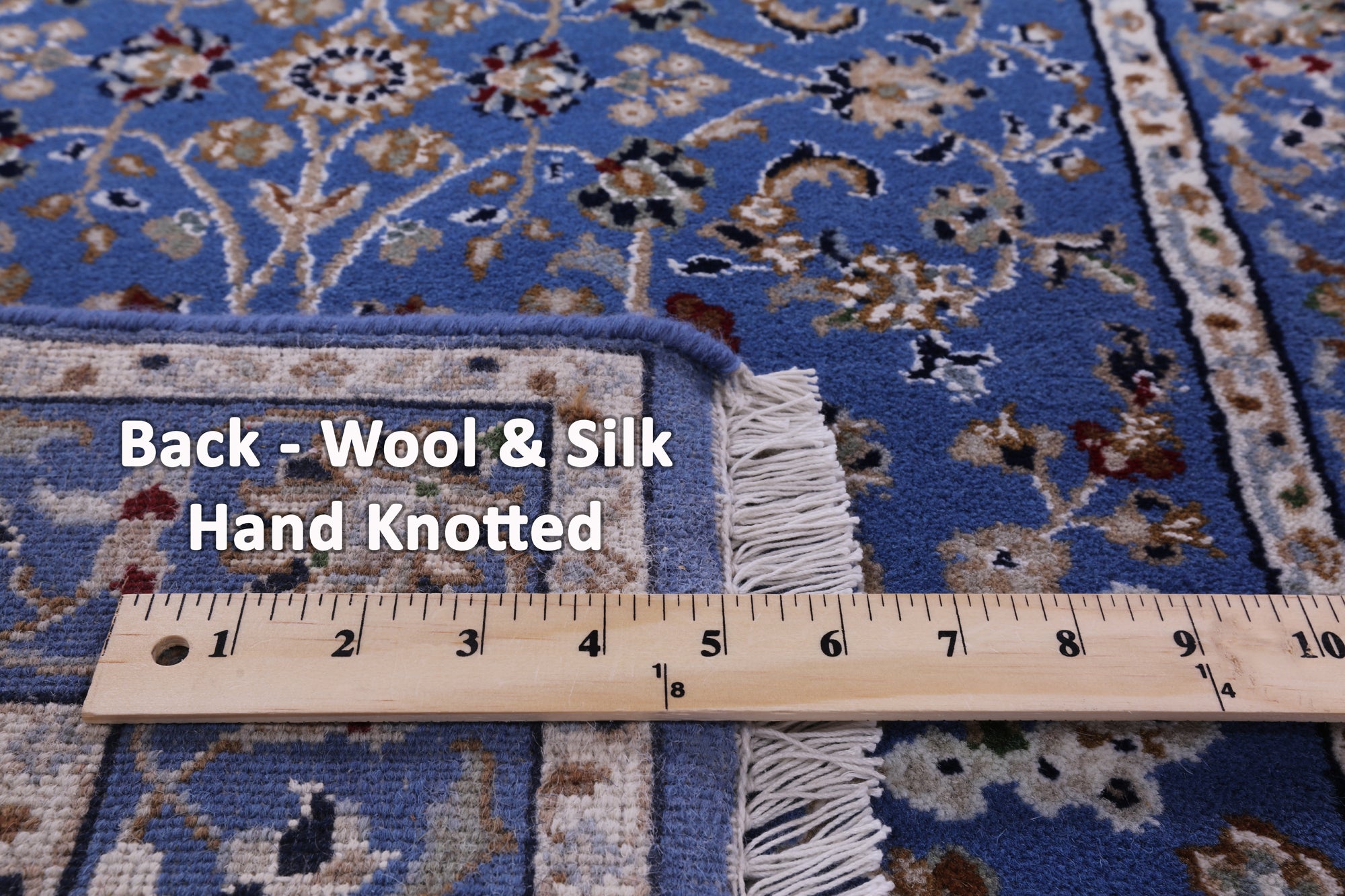 Blue Persian Nain Handmade Wool & Silk Rug - 2' 8" X 24' 4"